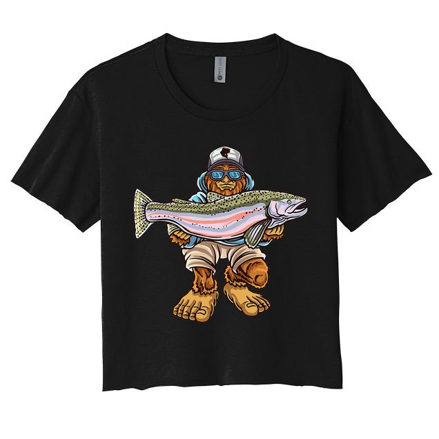 Steelhead Fishing Bigfoot Trout River Fisherman Crop Top