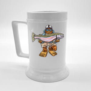 Steelhead Fishing Bigfoot Trout River Fisherman Beer Stein