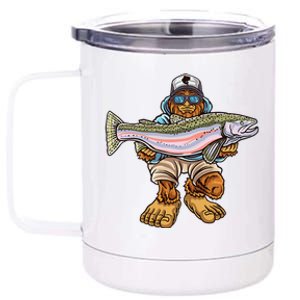 Steelhead Fishing Bigfoot Trout River Fisherman 12 oz Stainless Steel Tumbler Cup