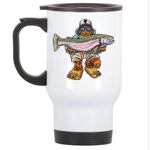 Steelhead Fishing Bigfoot Trout River Fisherman Stainless Steel Travel Mug