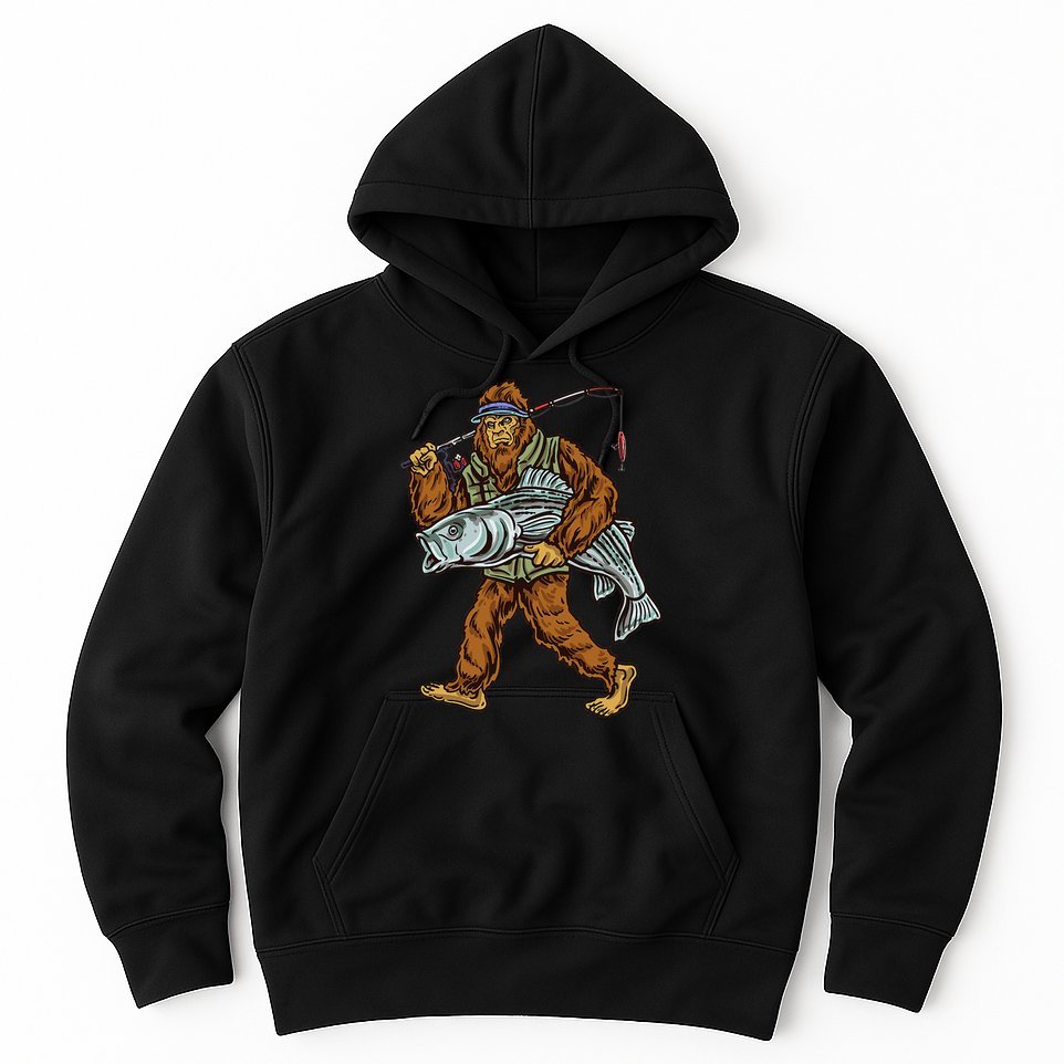 Striper Fishing Bigfoot Striped Bass Fishermen Hoodie