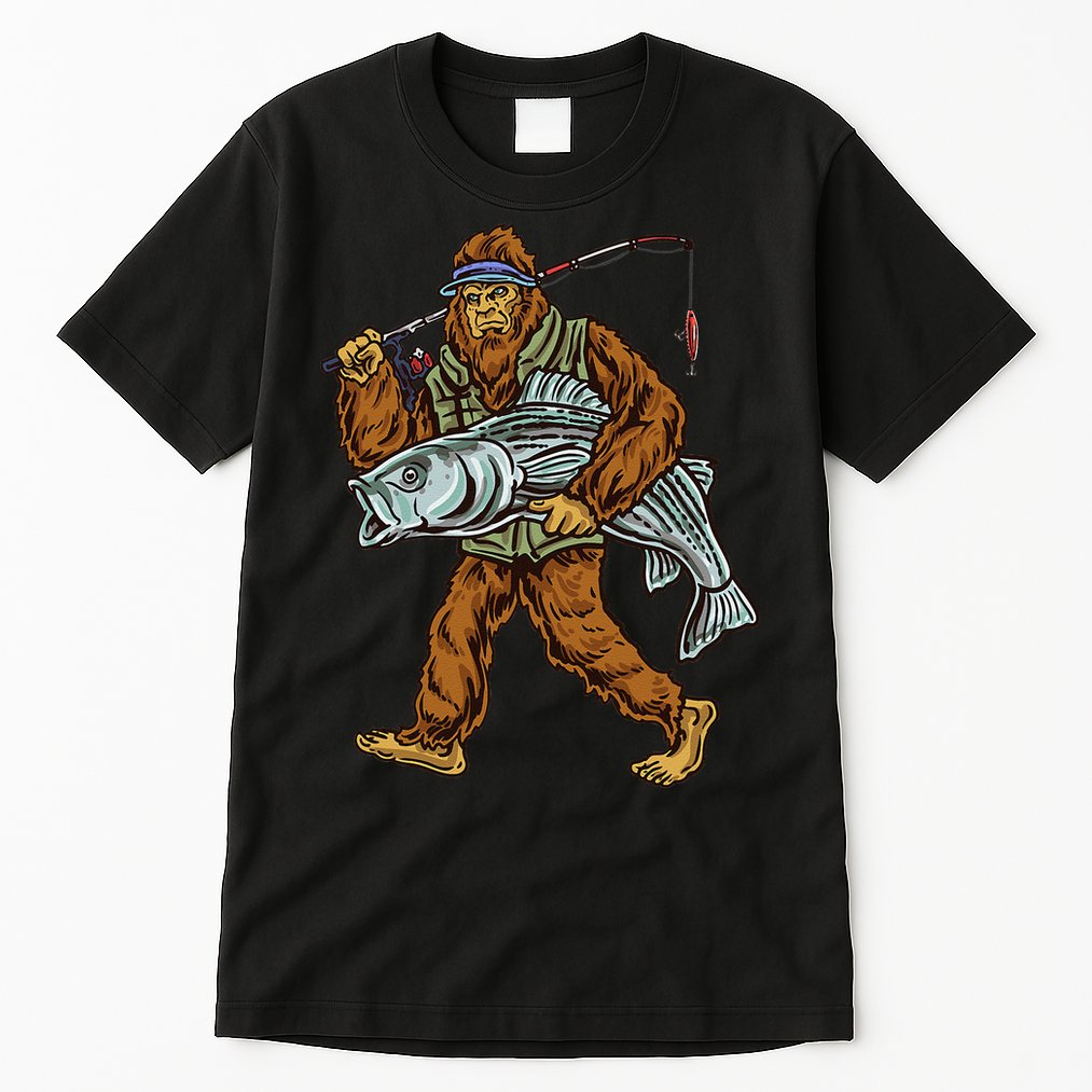 Striper Fishing Bigfoot Striped Bass Fishermen Tall T-Shirt