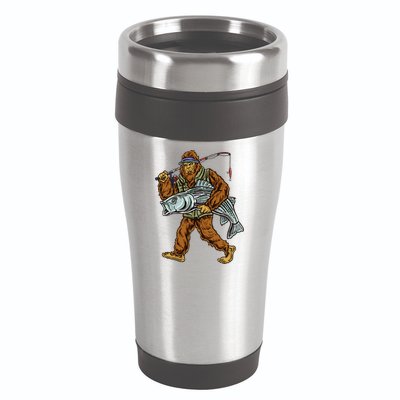 Striper Fishing Bigfoot Striped Bass Fishermen 16oz Travel Tumbler