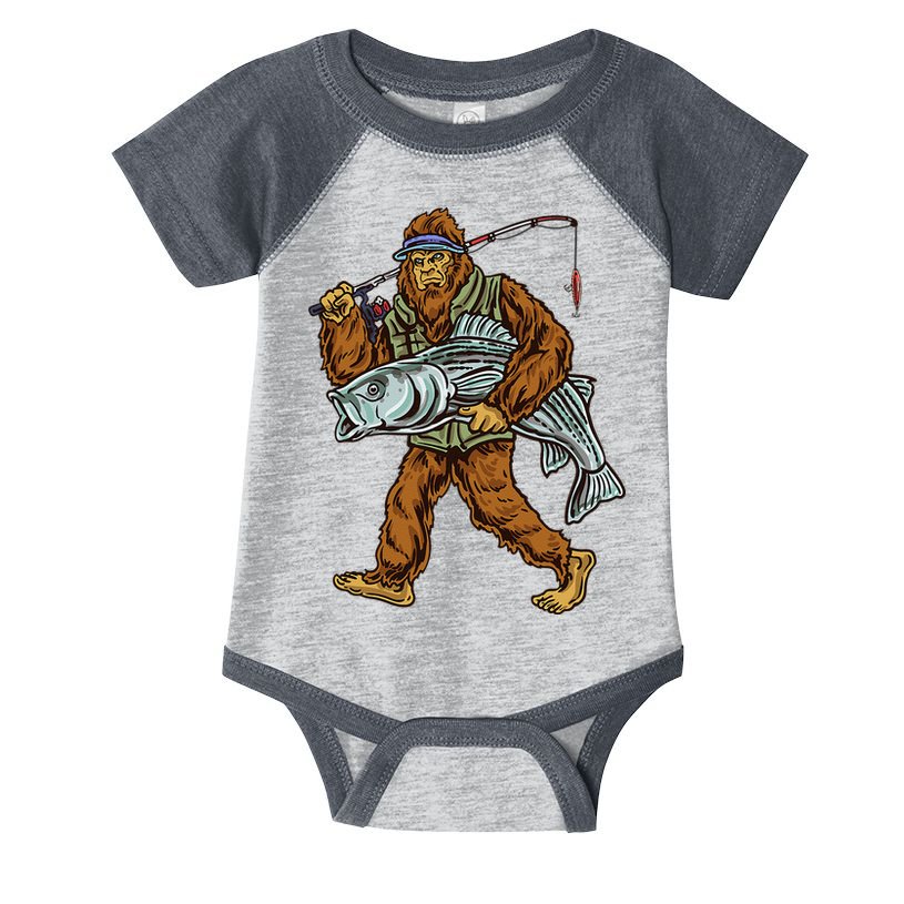 Striper Fishing Bigfoot Striped Bass Fishermen Infant Baby Jersey Bodysuit