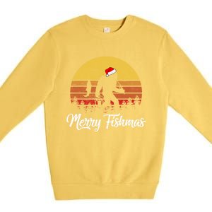 Sasquatch Funny Bigfoot Fishing Christmas Merry Fishmas Meaningful Gift Premium Crewneck Sweatshirt