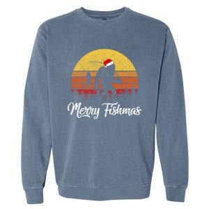 Sasquatch Funny Bigfoot Fishing Christmas Merry Fishmas Meaningful Gift Garment-Dyed Sweatshirt