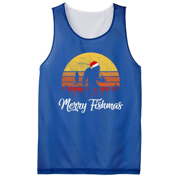 Sasquatch Funny Bigfoot Fishing Christmas Merry Fishmas Meaningful Gift Mesh Reversible Basketball Jersey Tank