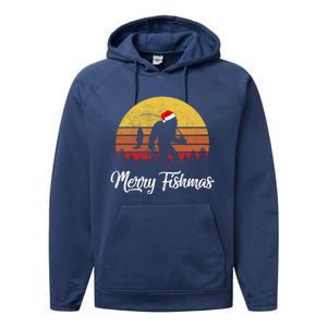 Sasquatch Funny Bigfoot Fishing Christmas Merry Fishmas Meaningful Gift Performance Fleece Hoodie