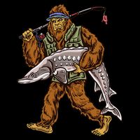 Sturgeon Fishing Bigfoot Fishermen Button