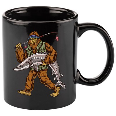Sturgeon Fishing Bigfoot Fishermen 11oz C Handle Ceramic Mug