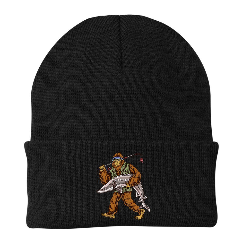 Sturgeon Fishing Bigfoot Fishermen Beanie