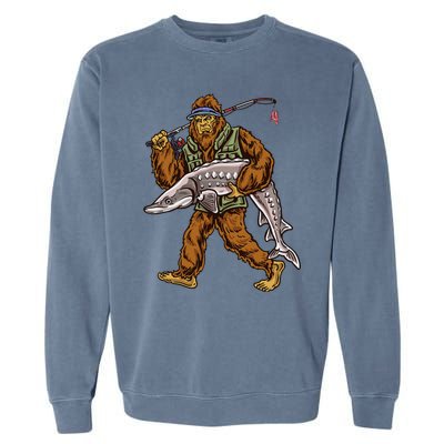 Sturgeon Fishing Bigfoot Fishermen Garment-Dyed Sweatshirt