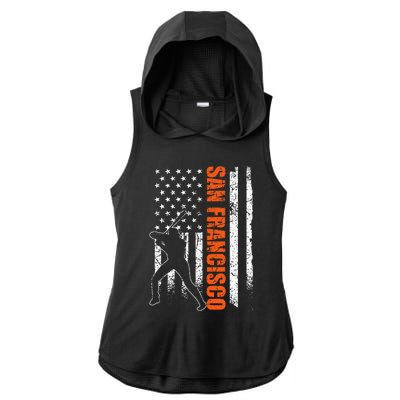 San Francisco Baseball Flag Usa Ladies PosiCharge Tri-Blend Wicking Draft Hoodie Tank