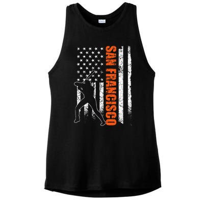 San Francisco Baseball Flag Usa Ladies PosiCharge Tri-Blend Wicking Tank