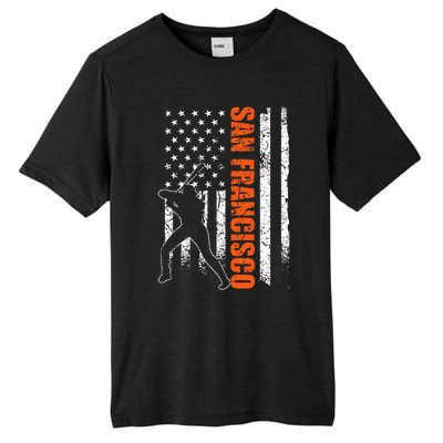 San Francisco Baseball Flag Usa Tall Fusion ChromaSoft Performance T-Shirt