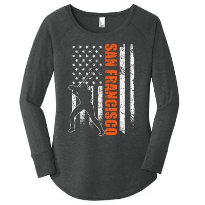 San Francisco Baseball Flag Usa Women's Perfect Tri Tunic Long Sleeve Shirt