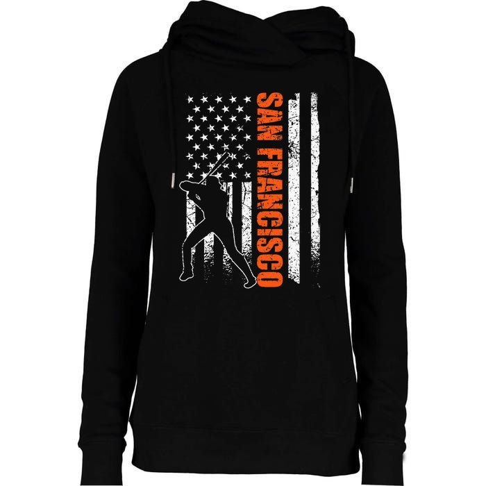 San Francisco Baseball Flag Usa Womens Funnel Neck Pullover Hood