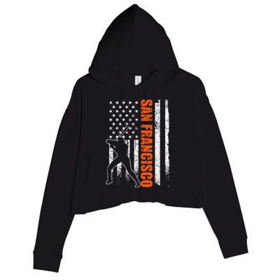 San Francisco Baseball Flag Usa Crop Fleece Hoodie