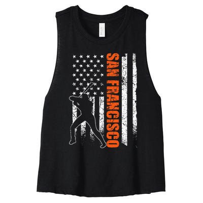 San Francisco Baseball Flag Usa Women's Racerback Cropped Tank