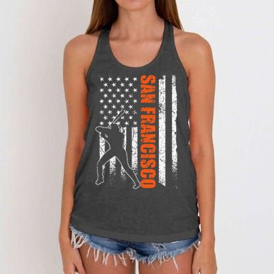 San Francisco Baseball Flag Usa Women's Knotted Racerback Tank