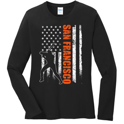 San Francisco Baseball Flag Usa Ladies Long Sleeve Shirt