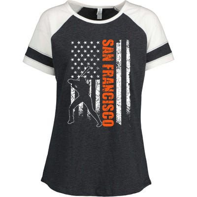 San Francisco Baseball Flag Usa Enza Ladies Jersey Colorblock Tee