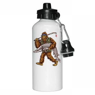 Sturgeon Fishing Bigfoot Fisher Gift Aluminum Water Bottle