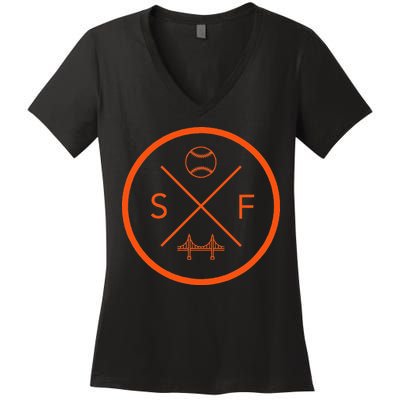 San Francisco Baseball Sf California Women's V-Neck T-Shirt
