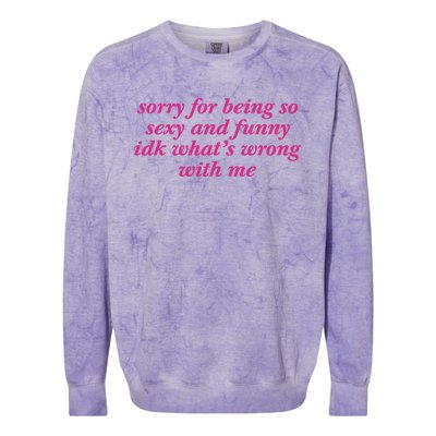 Sorry For Being So Sexy And Funny Idk WhatS Wrong Colorblast Crewneck Sweatshirt