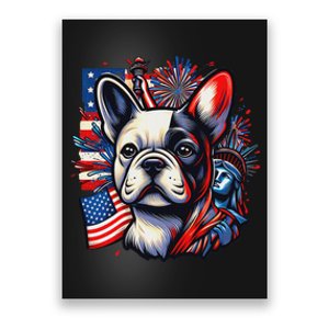 Stylish French Bulldog Patriotic Colors And American Flag Poster