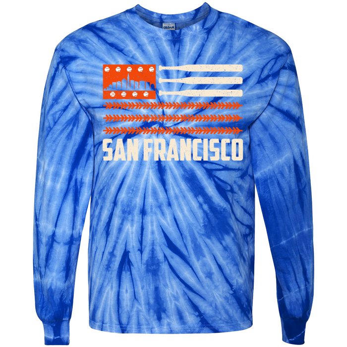 San Francisco Baseball Flag Patriotic Vintage Gift Tie-Dye Long Sleeve Shirt