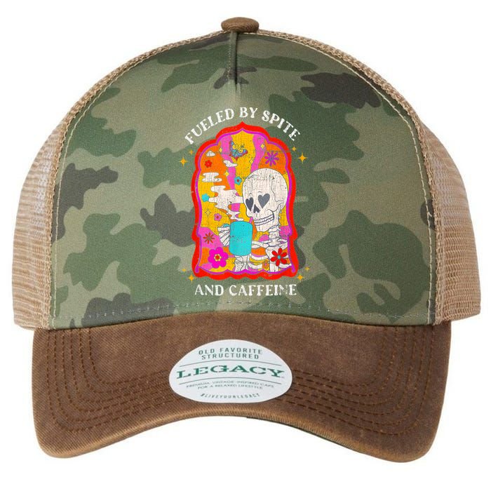 Skeleton Fueled By Spite And Caffeine Legacy Tie Dye Trucker Hat