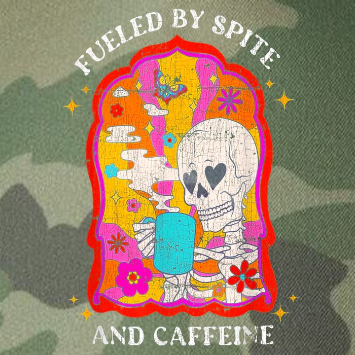 Skeleton Fueled By Spite And Caffeine Legacy Tie Dye Trucker Hat