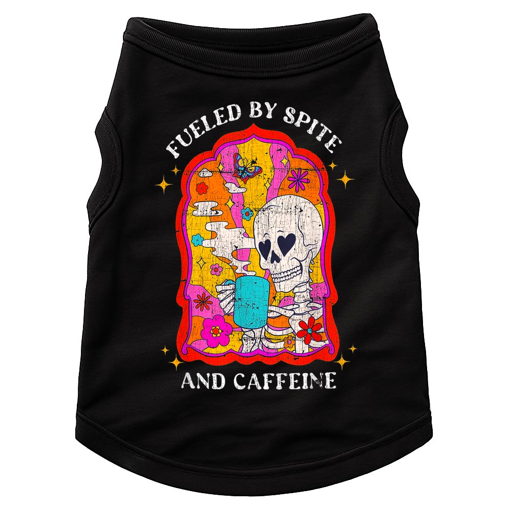 Skeleton Fueled By Spite And Caffeine Doggie Tank