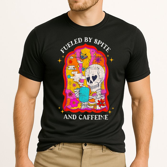 Skeleton Fueled By Spite And Caffeine Performance Shirt