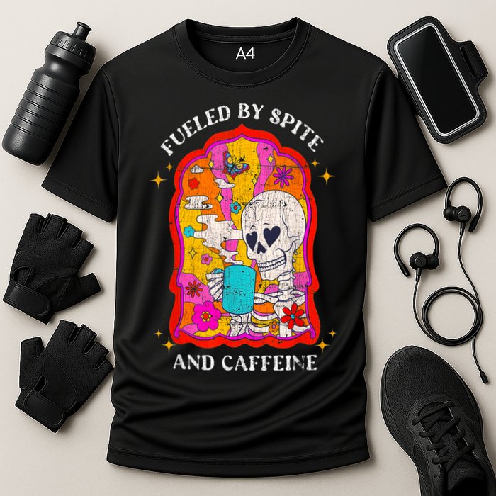 Skeleton Fueled By Spite And Caffeine Performance Shirt