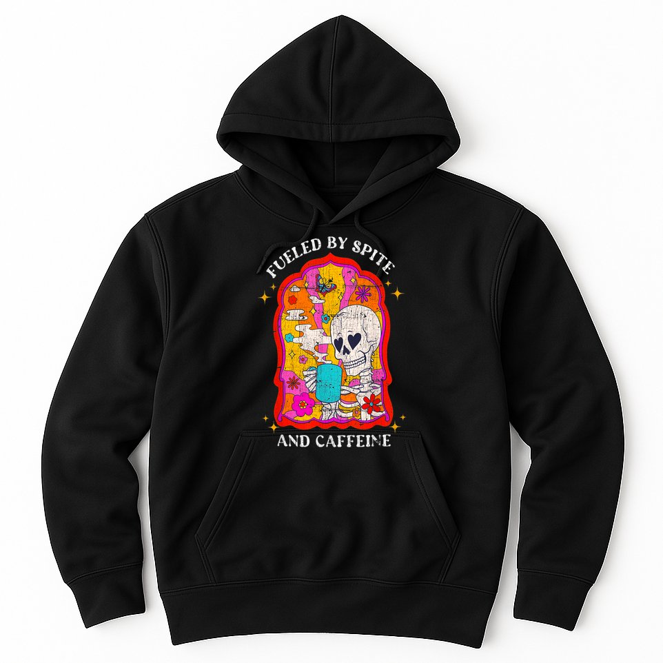 Skeleton Fueled By Spite And Caffeine Hoodie