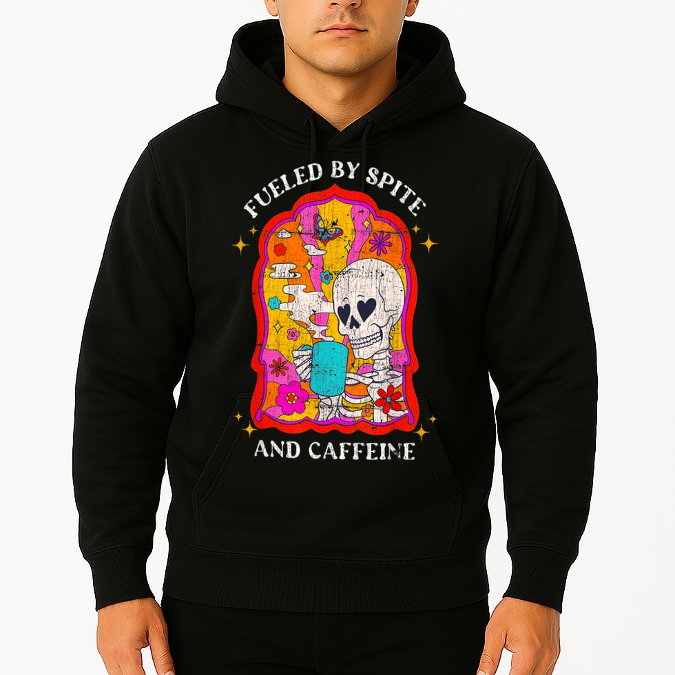 Skeleton Fueled By Spite And Caffeine Hoodie