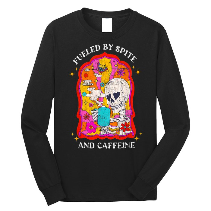 Skeleton Fueled By Spite And Caffeine Long Sleeve Shirt