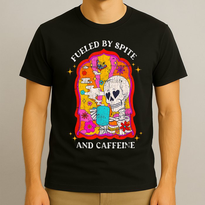 Skeleton Fueled By Spite And Caffeine T-Shirt