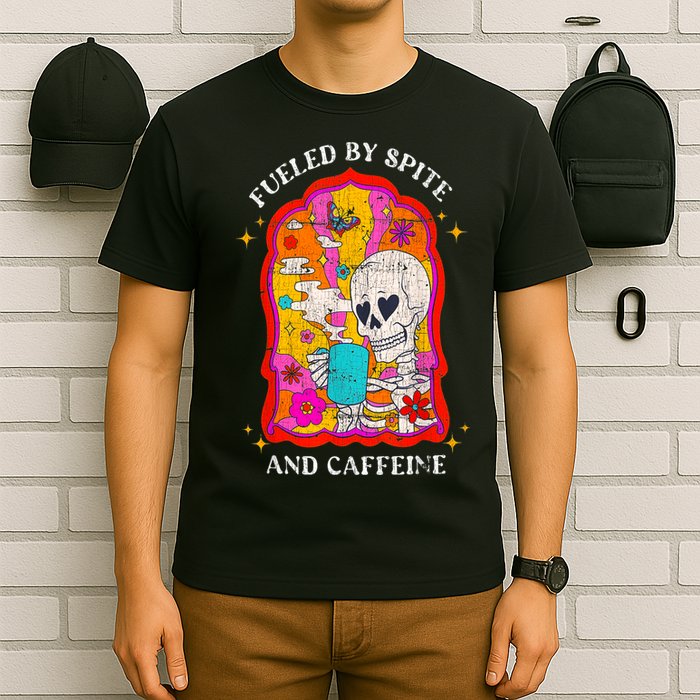 Skeleton Fueled By Spite And Caffeine T-Shirt