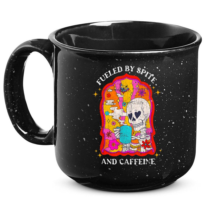 Skeleton Fueled By Spite And Caffeine 15oz Campfire Ceramic Mug
