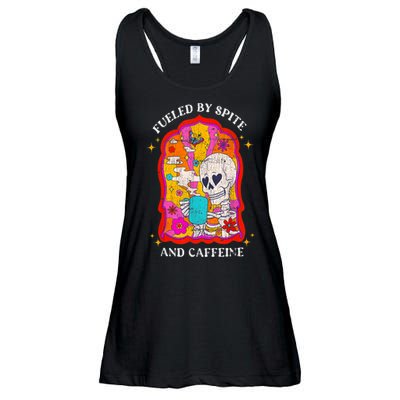 Skeleton Fueled By Spite And Caffeine Ladies Essential Flowy Tank