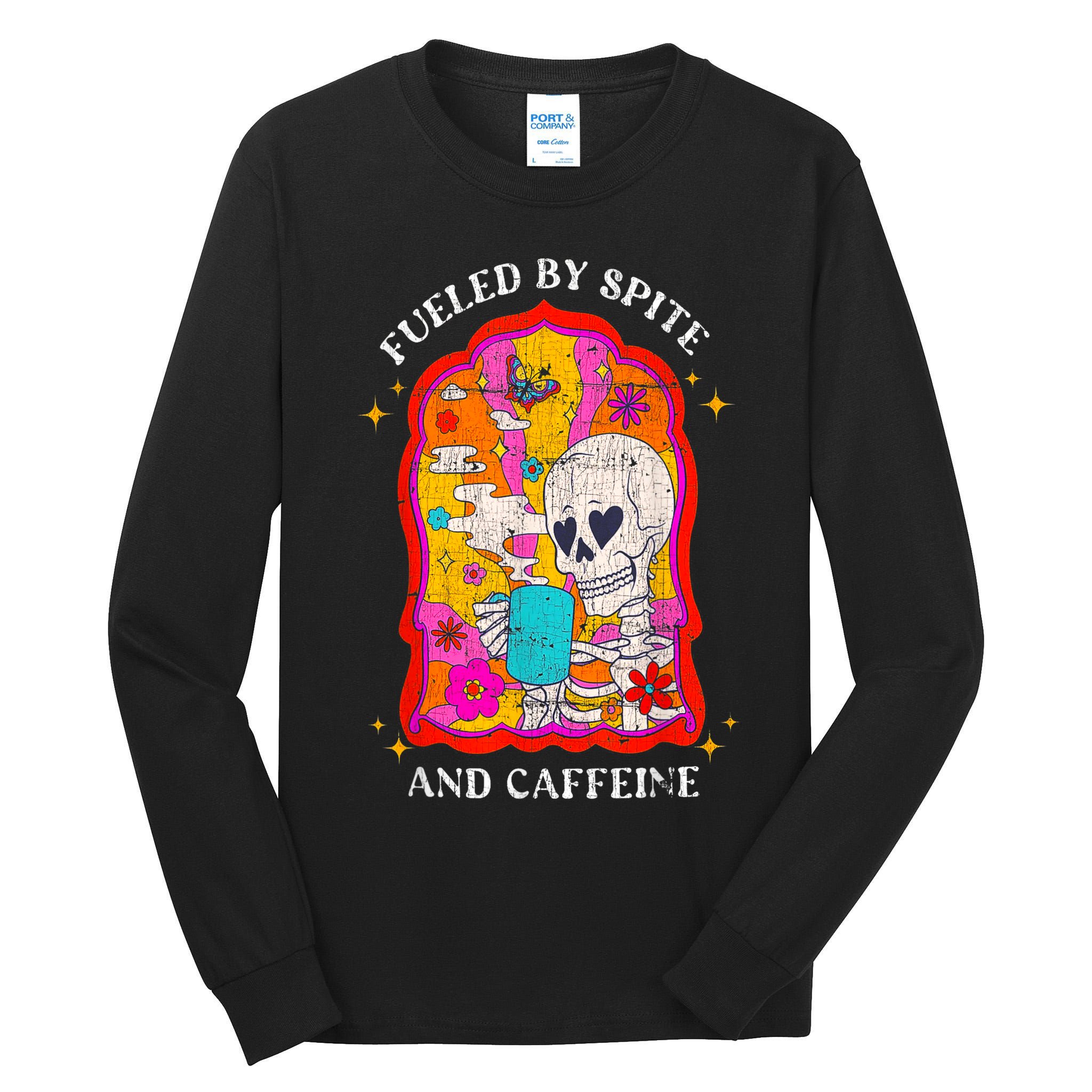 Skeleton Fueled By Spite And Caffeine Tall Long Sleeve T-Shirt