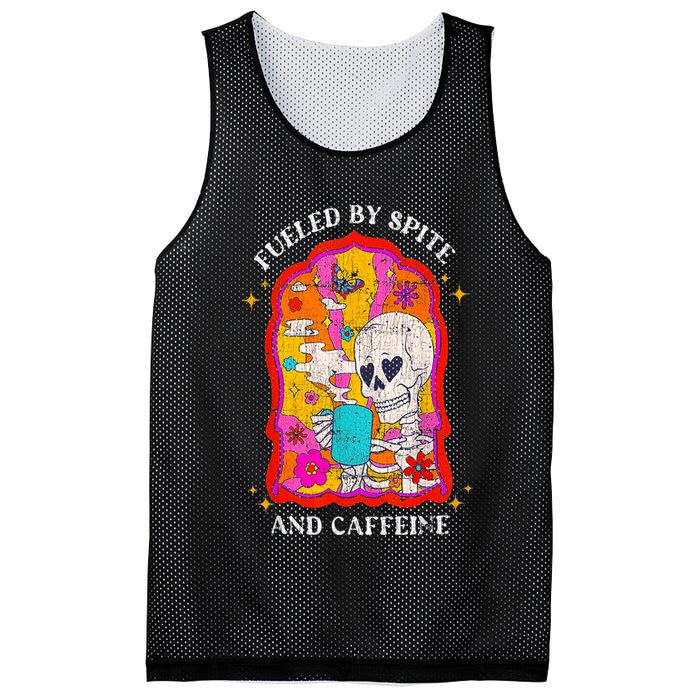 Skeleton Fueled By Spite And Caffeine Mesh Reversible Basketball Jersey Tank