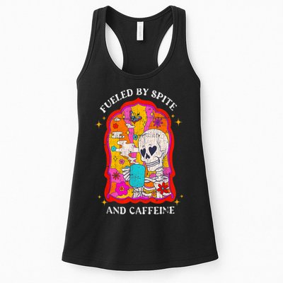 Skeleton Fueled By Spite And Caffeine Womens Tank Top