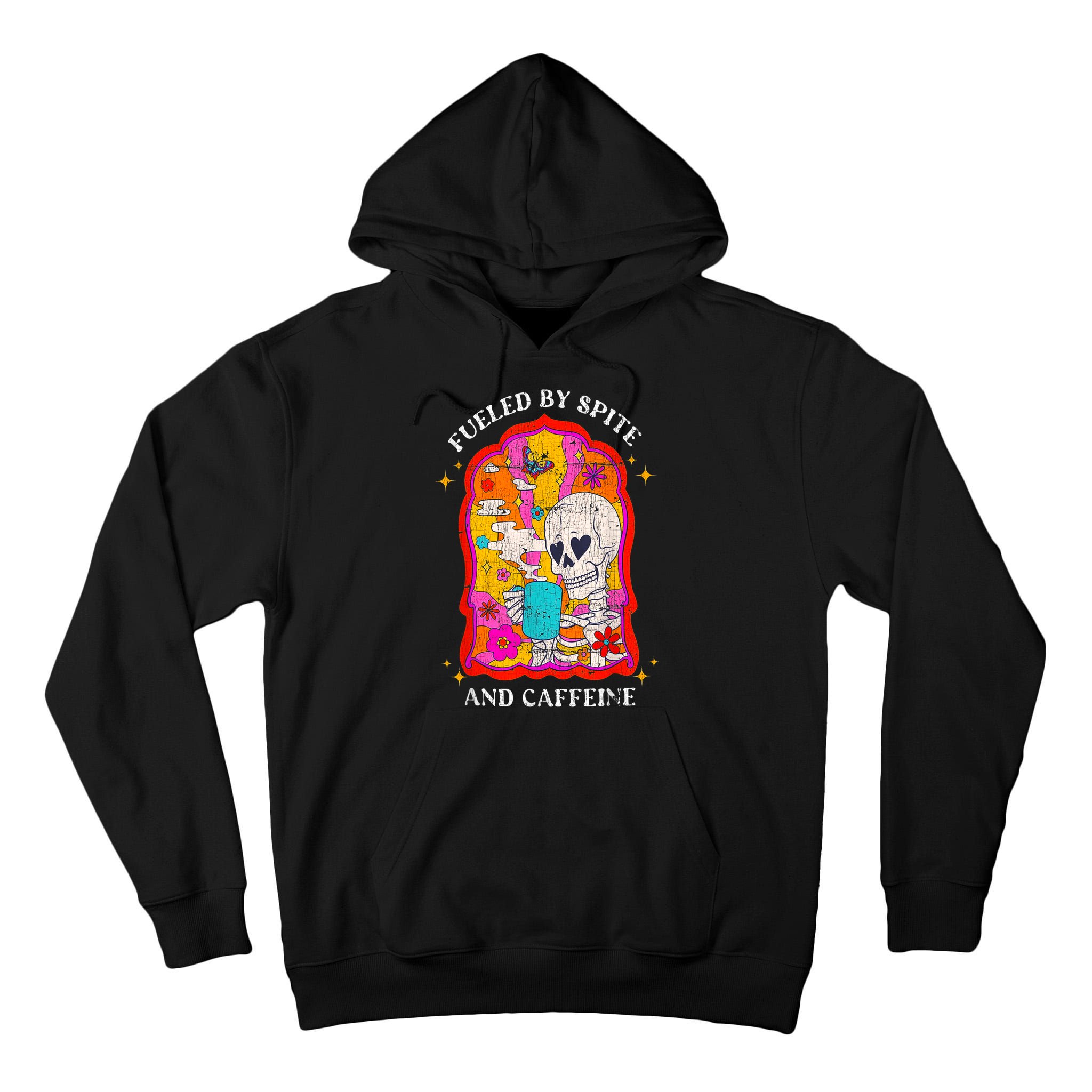Skeleton Fueled By Spite And Caffeine Tall Hoodie