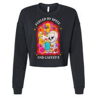Skeleton Fueled By Spite And Caffeine Cropped Pullover Crew