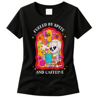 Skeleton Fueled By Spite And Caffeine Womens T-Shirt