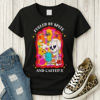 Skeleton Fueled By Spite And Caffeine Womens T-Shirt